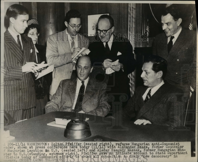 Load image into Gallery viewer, 1947 Press Photo Zoltan Pfeiffer, Alexander Szasz and Aladar Szegedy Maszak
