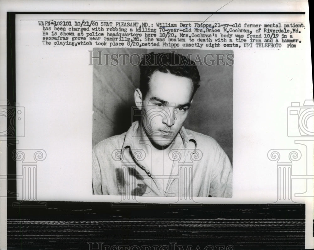 1960 Press Photo of William Bert Phillips who was charged with the murder of
