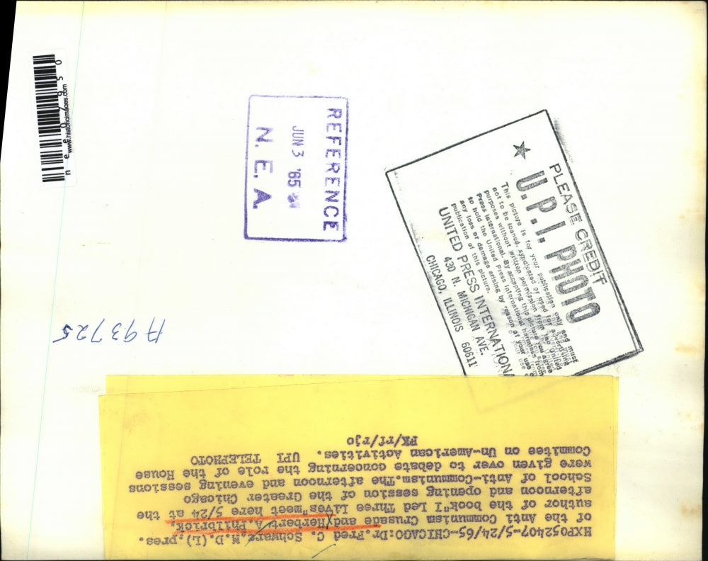 1965 Press Photo Chicago Dr Fred C Schwarz Pres anti communisim league