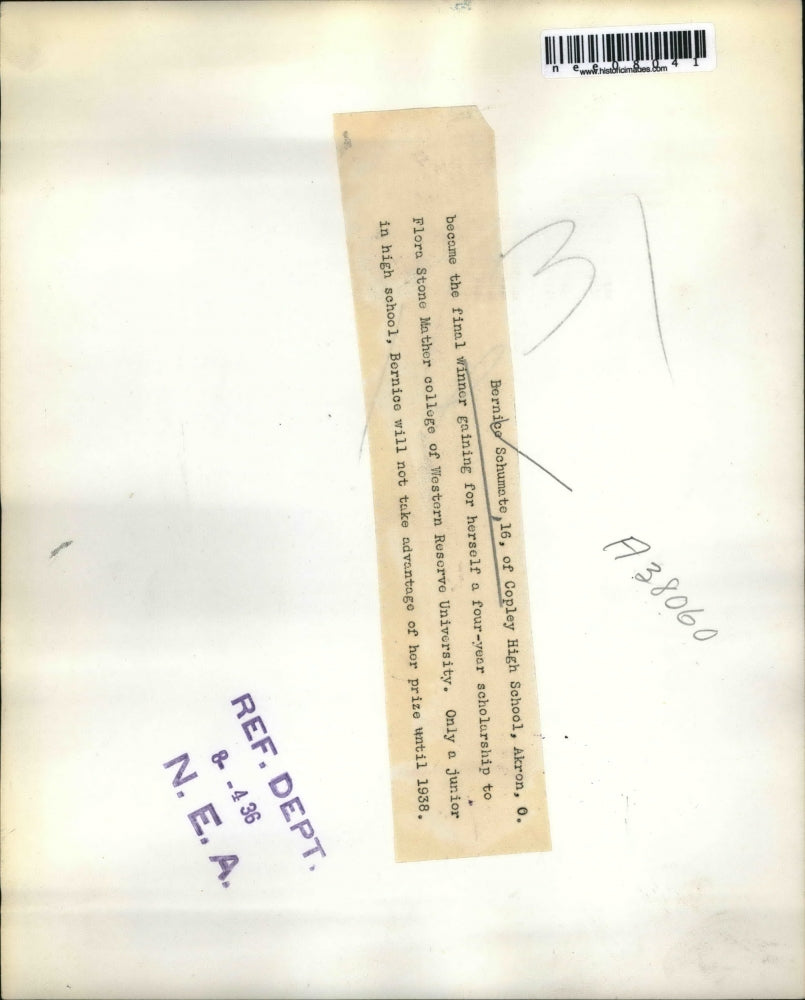 1936 Press Photo Bernice Schumate Copley HS Akron Ohio scholarship - nee08041