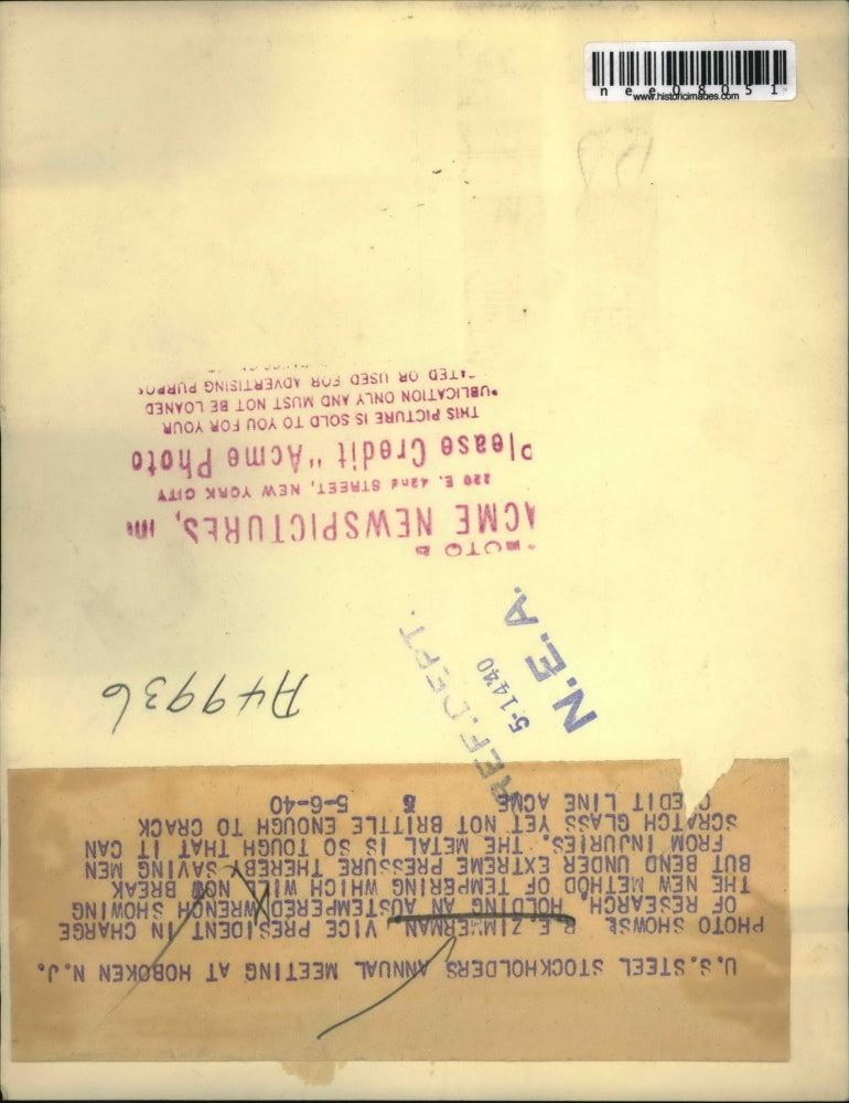 1940 Press Photo RE Zimmerman Vice President of Research Holdings Amsterdam