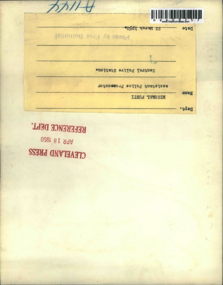 1950 Press Photo Assistant Police Prosecutor Michael Pusti Central Police