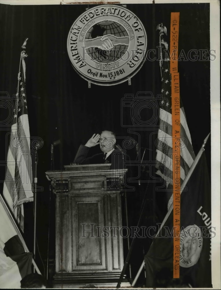 1940 Press Photo William Green Speaking at American Federation of Labor