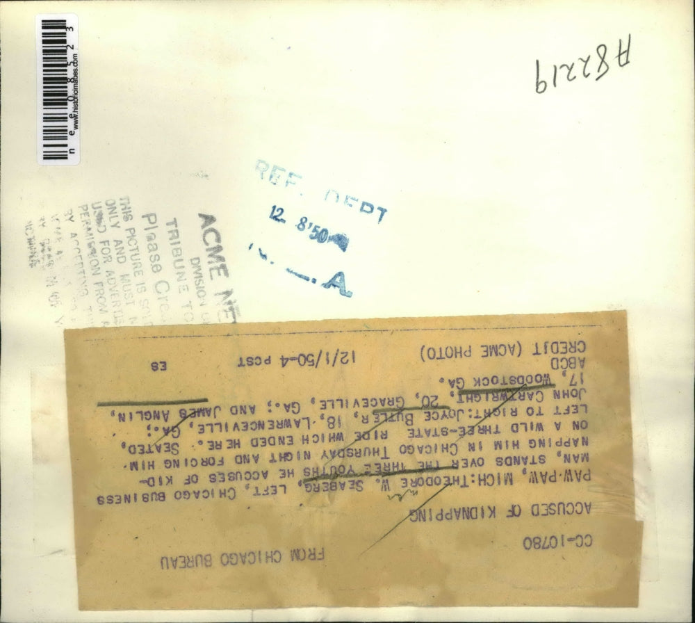 1950 Press Photo Accused of Kidnapping - nee08523