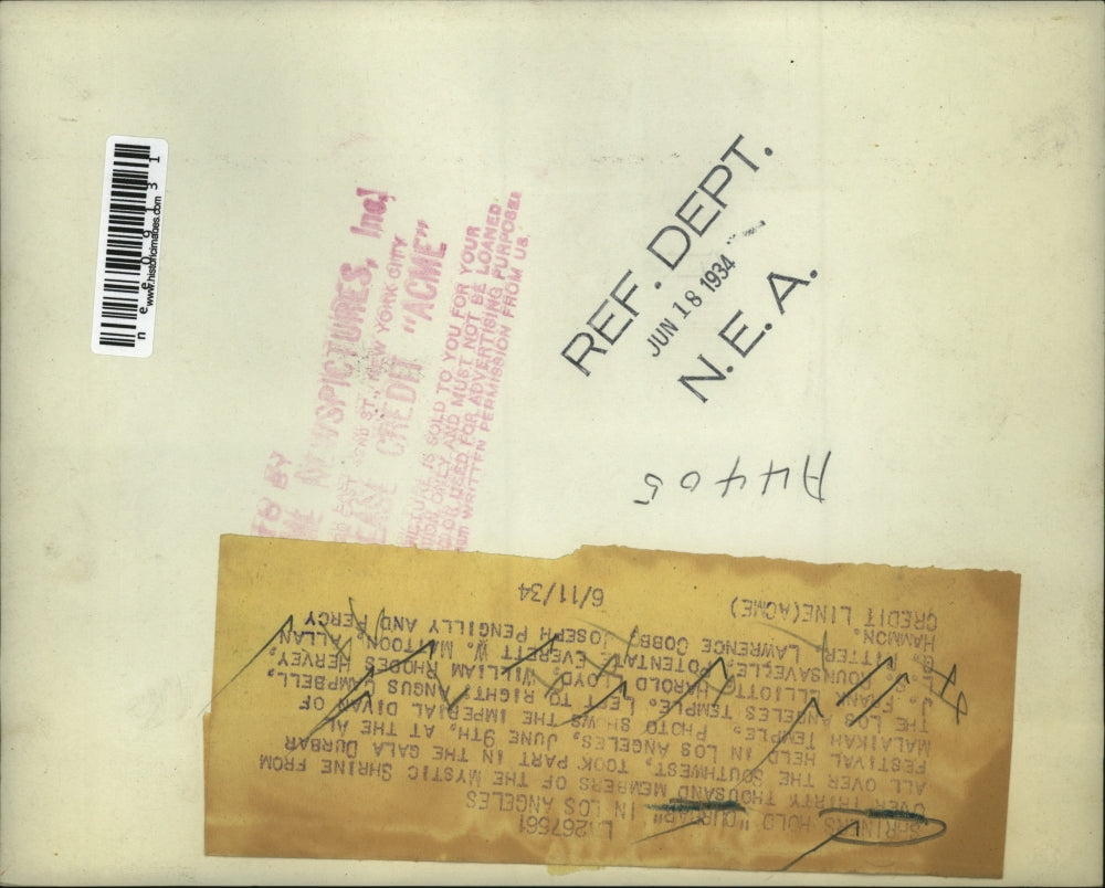 1934 Press Photo Shriners-Imperial Divans of Los Angeles Gala Durbar Festival