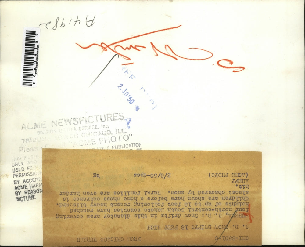 1950 Press Photo South Dakota Childern to Play in 18 Feet of Snow - nee09185