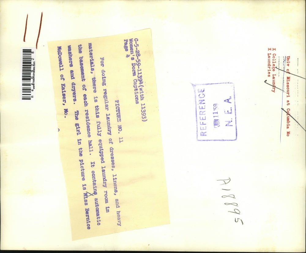 1959 Press Photo of the a dorm laundry room at the University of Missouri.