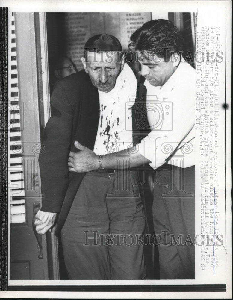 1959 Press Photo Resident of Uptown Home for the Aged After Sniper Fire