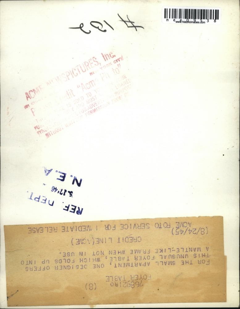 1945 Press Photo Table That Folds Up for Small Apartments - nee09538