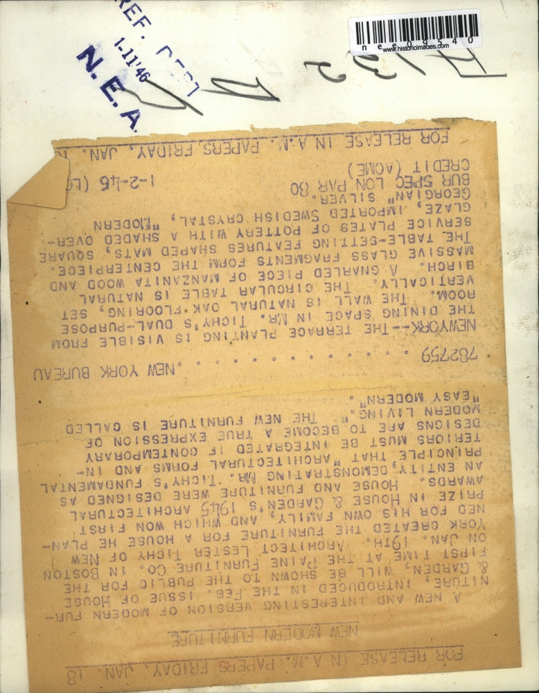 1946 Press Photo Terrace Planting Seen From Dining Space From Multipurpose Room