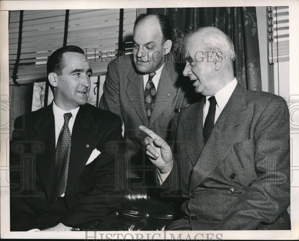 1950 Press Photo Union Leaders Joseph A. Beirne, Joseph Curran, Philip Murray
