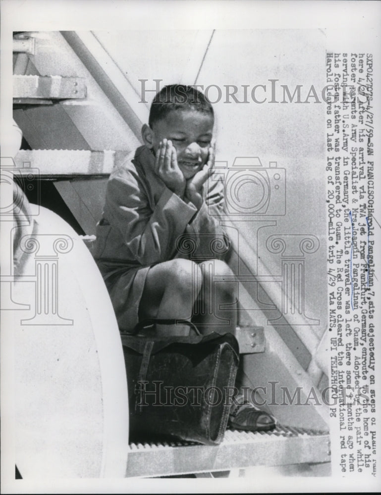 Load image into Gallery viewer, 1959 Press Photo Harold Pangelinan arrived in San Francisco from Germany
