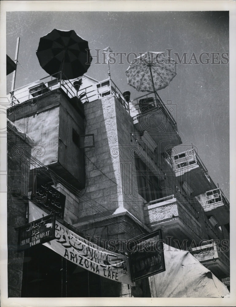 1948 Press Photo Arizona cafe roof gardensat Market Square in Amman