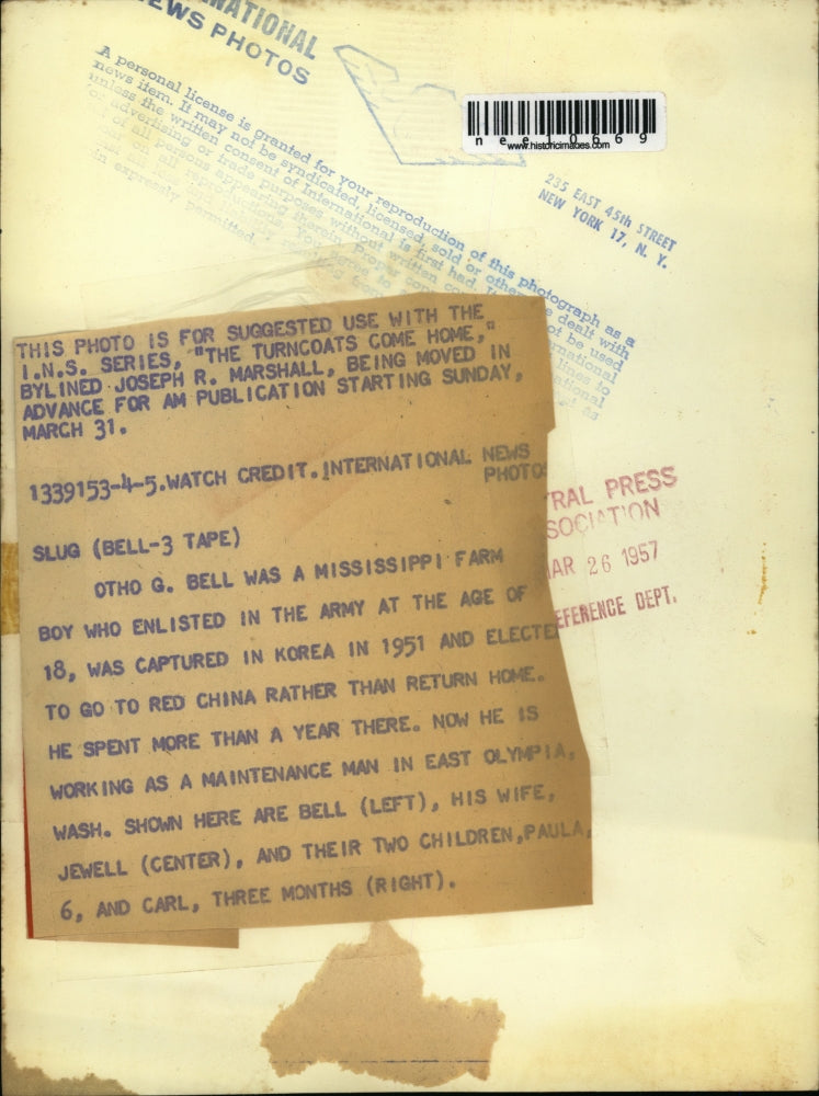 1957 Press Photo Otho G. Bell,a Mississippi farm boy who enlisted in the army