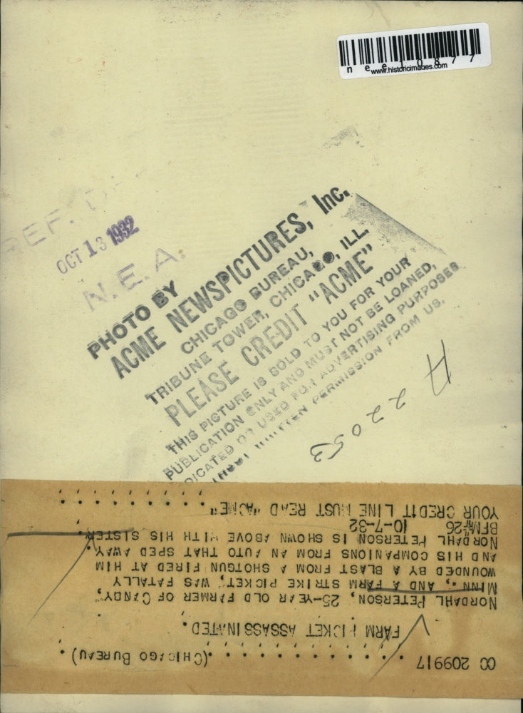 1932 Press Photo Nordahl Peterson Farmer Assassinated in His Car - nee10877