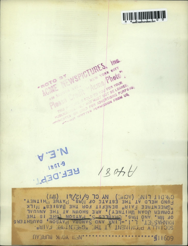 1941 Press Photo Manhasset NY Lina & Sandra Payson at Greentree Fair - nee11100