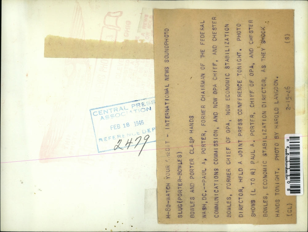 1946 Press Photo Paul A. Porter and Succeed Chester Bowles - nee11308