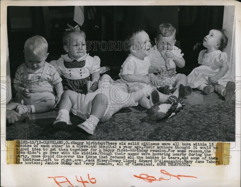 1949 Press Photo Jack Miker, Tommy Lloyd, Edward D'Alessandro, Mary Jane Tabor