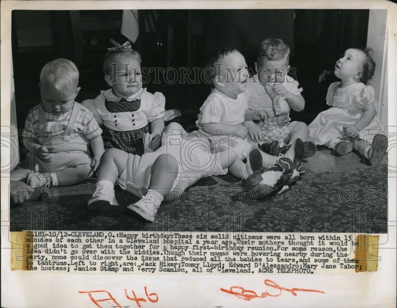 Load image into Gallery viewer, 1949 Press Photo Jack Miker, Tommy Lloyd, Edward D'Alessandro, Mary Jane Tabor
