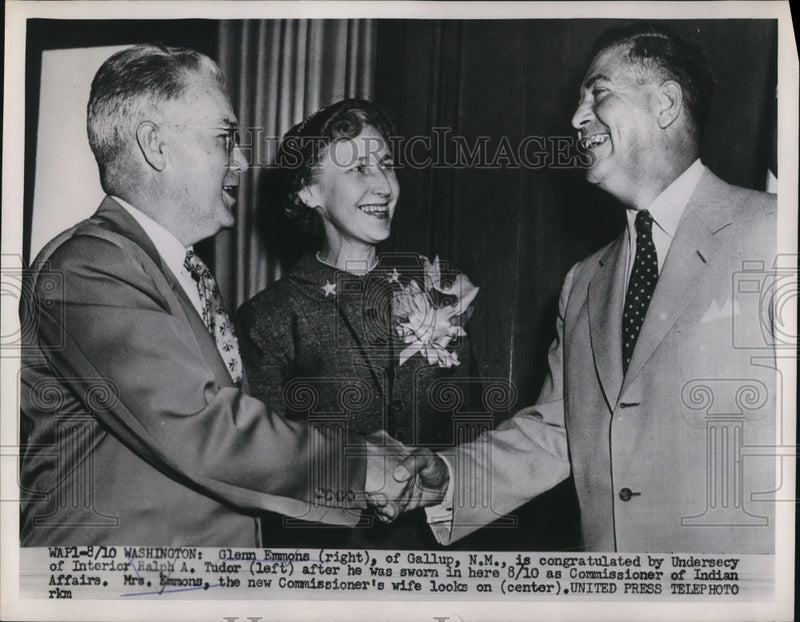 Load image into Gallery viewer, 1953 Press Photo Wash DC Glenn Emmons Undersec of Interior RA Tudor - nee11516
