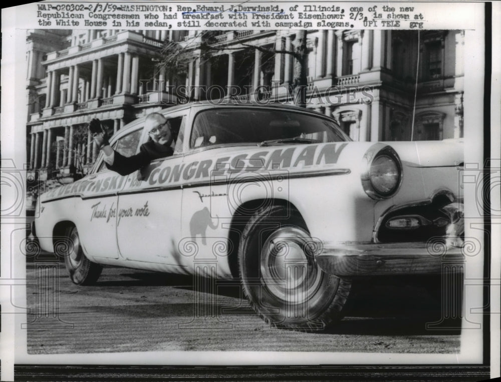 1959 Press Photo Wash DC Rep Edward Derwinski of Ill new Congressman