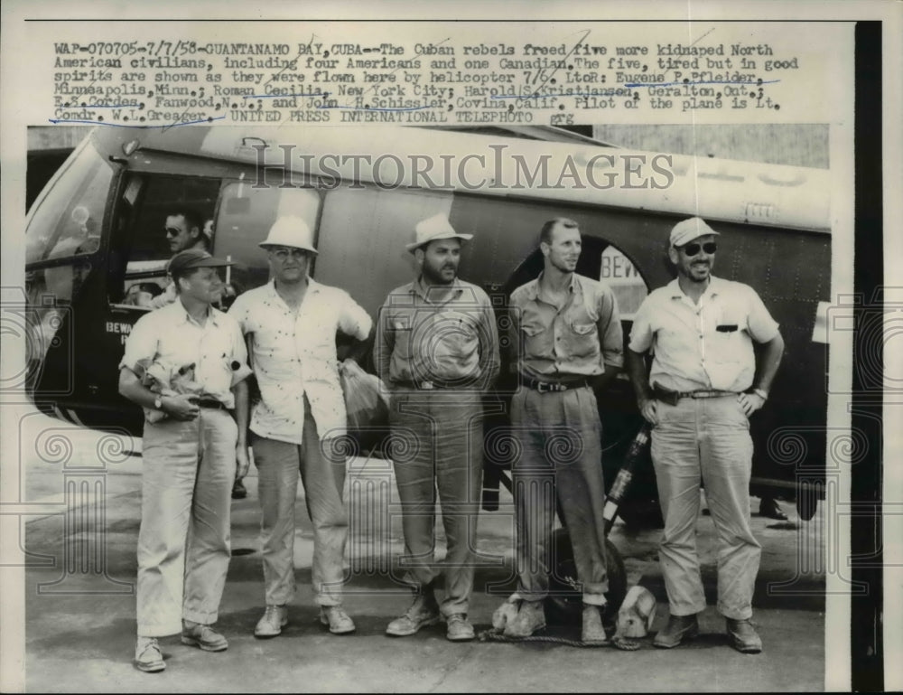 1958 Press Photo Guantanamo Bay Cuba E Pfleider,R Cecilia,H Kristjansen