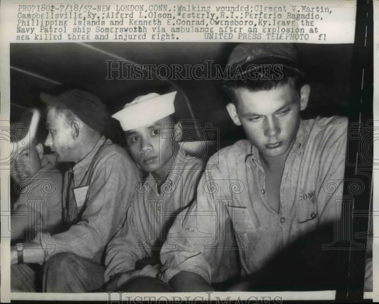 1957 Press Photo Clement V. Martin, Alferd L. Olson and Perferio Ragadio