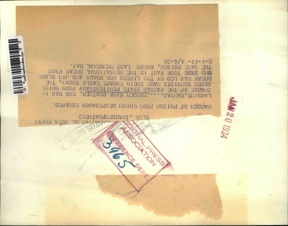 1934 Press Photo Lansing Kanssas Warden Kirk Prather State Penitentiary