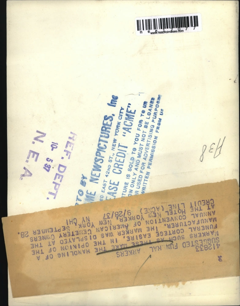 1937 Press Photo Funeral Markers, Annual Convention of American Cemetery Owners