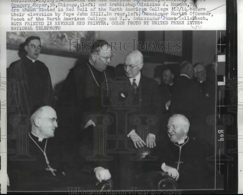 1959 Press Photo Chicago Archbishop Albert C Meyer ,AJ Nuensch, M OConnor