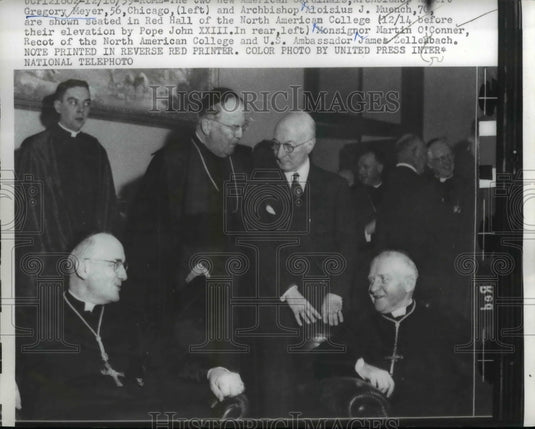1959 Press Photo Chicago Archbishop Albert C Meyer ,AJ Nuensch, M OConnor