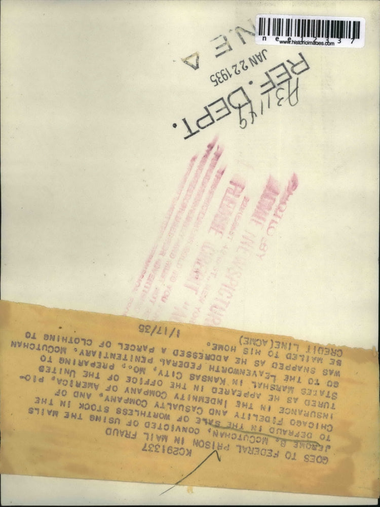 1935 Press Photo Jerome B McCutchan convicted of mail fraud in Chicago