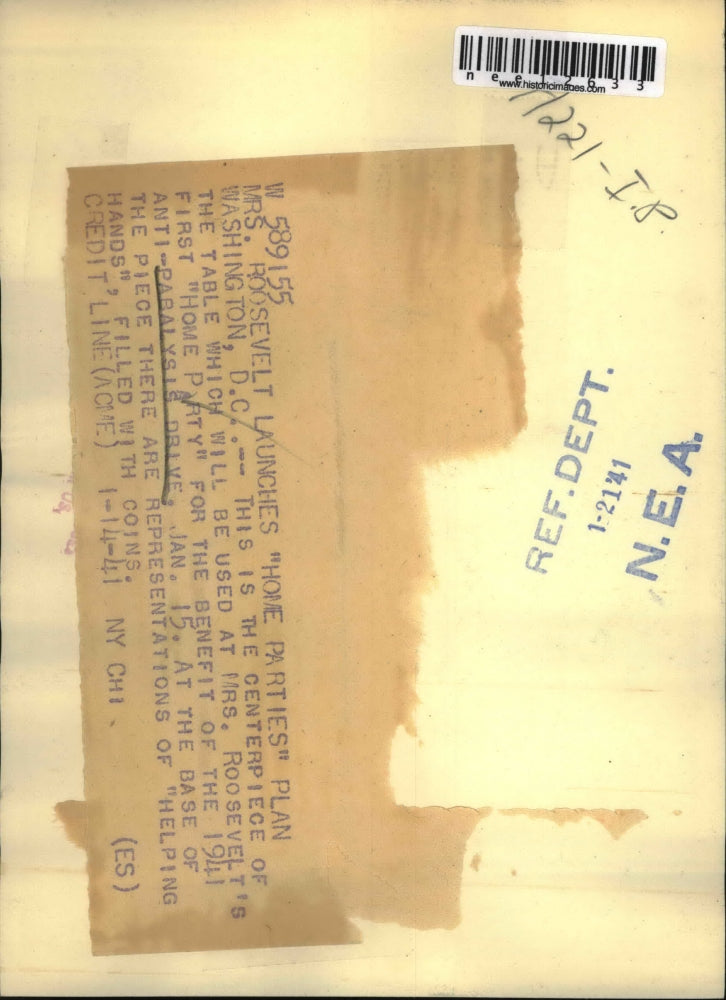 1941 Press Photo Mrs Roosevelt Hosts Luncheon Benefiting Infantile Paralysis