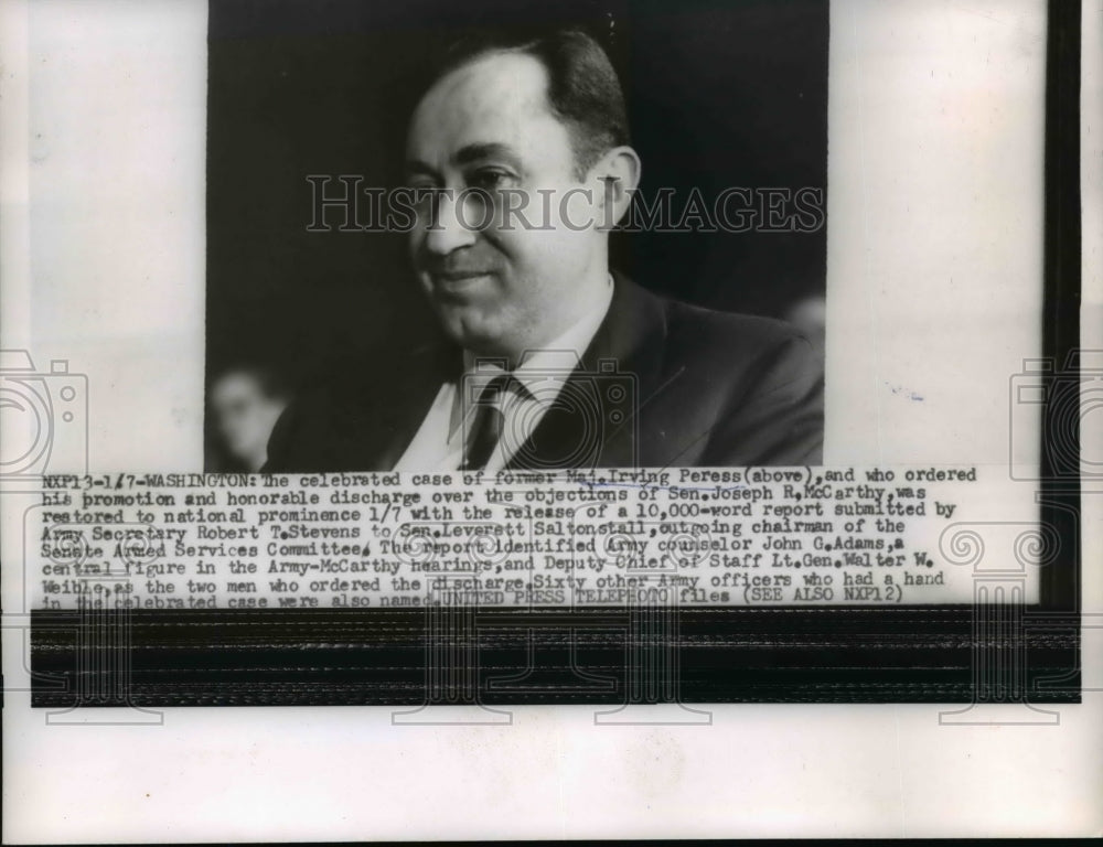 1955 Press Photo Former Major Irving Peress Ordered His Own Promotion