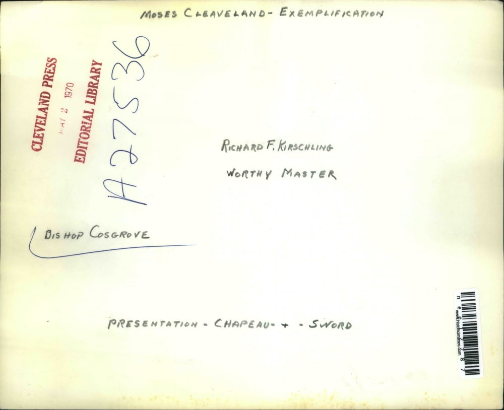 1970 Press Photo Moses Cleaveland Award, Bishop Cosgrove, Richard Kirschling