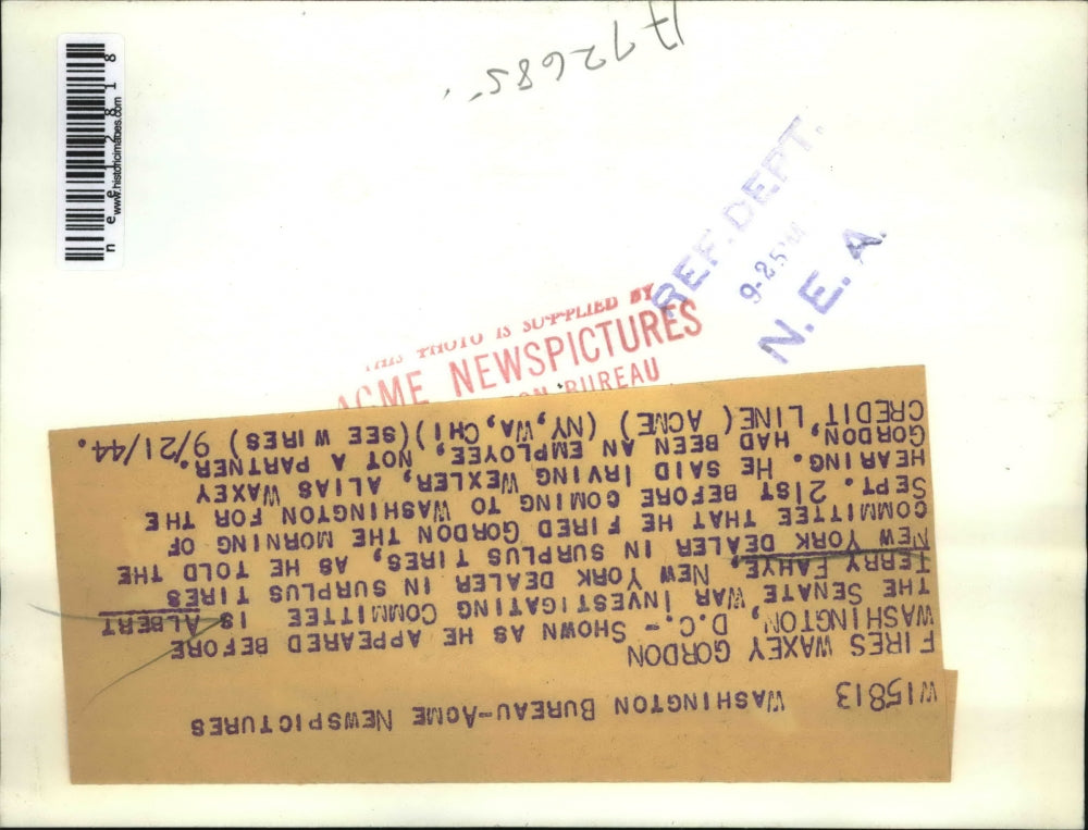 1944 Press Photo Albert Terry Fahye at the Senate War Investigating Committee