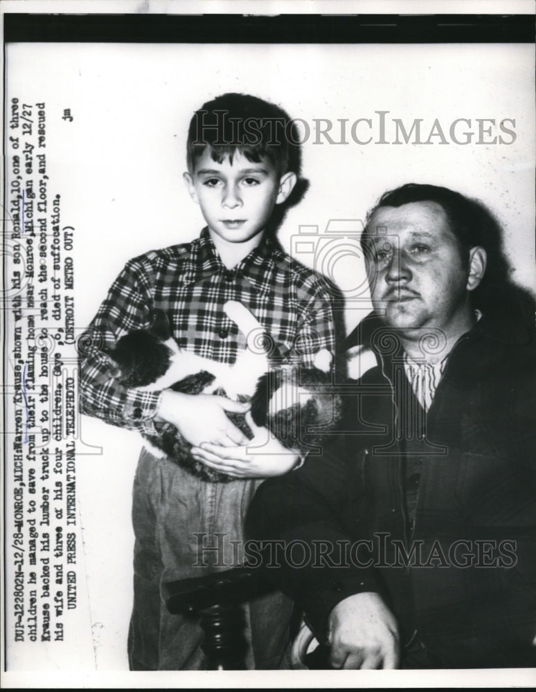 1959 Press Photo of Warren and Ronald Krause, survivors of a house fire.