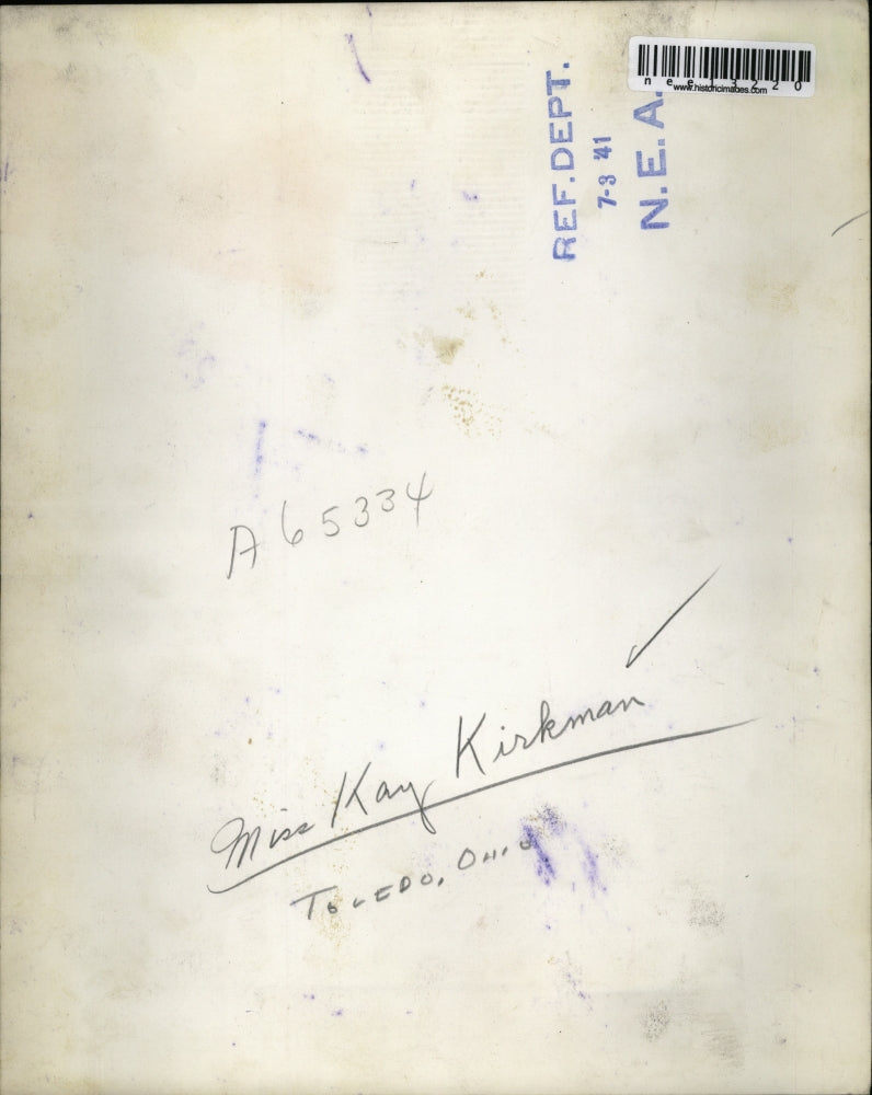 1941 Press Photo Miss Kay Kirkman of Toledo Ohio - nee13220