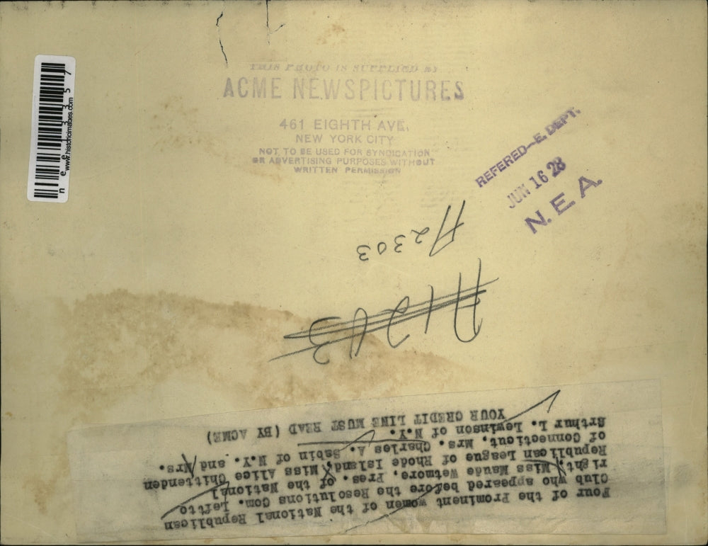 1928 Press Photo Natl Republican Club M Wetmore, A Chittenden,Mrs C Sabin