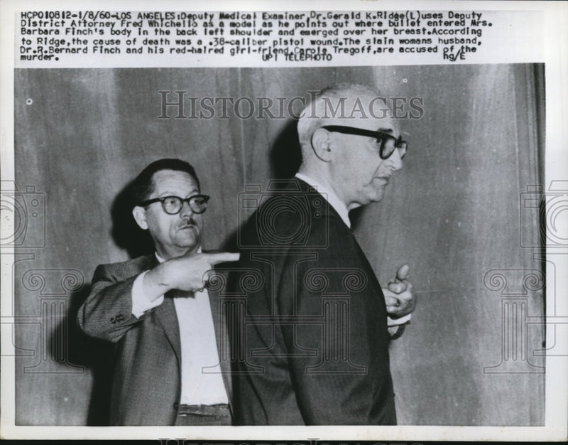 Load image into Gallery viewer, 1960 Press Photo Medical Examiner Dr. Gerald K. Ridge, D.A. Fred Whichello
