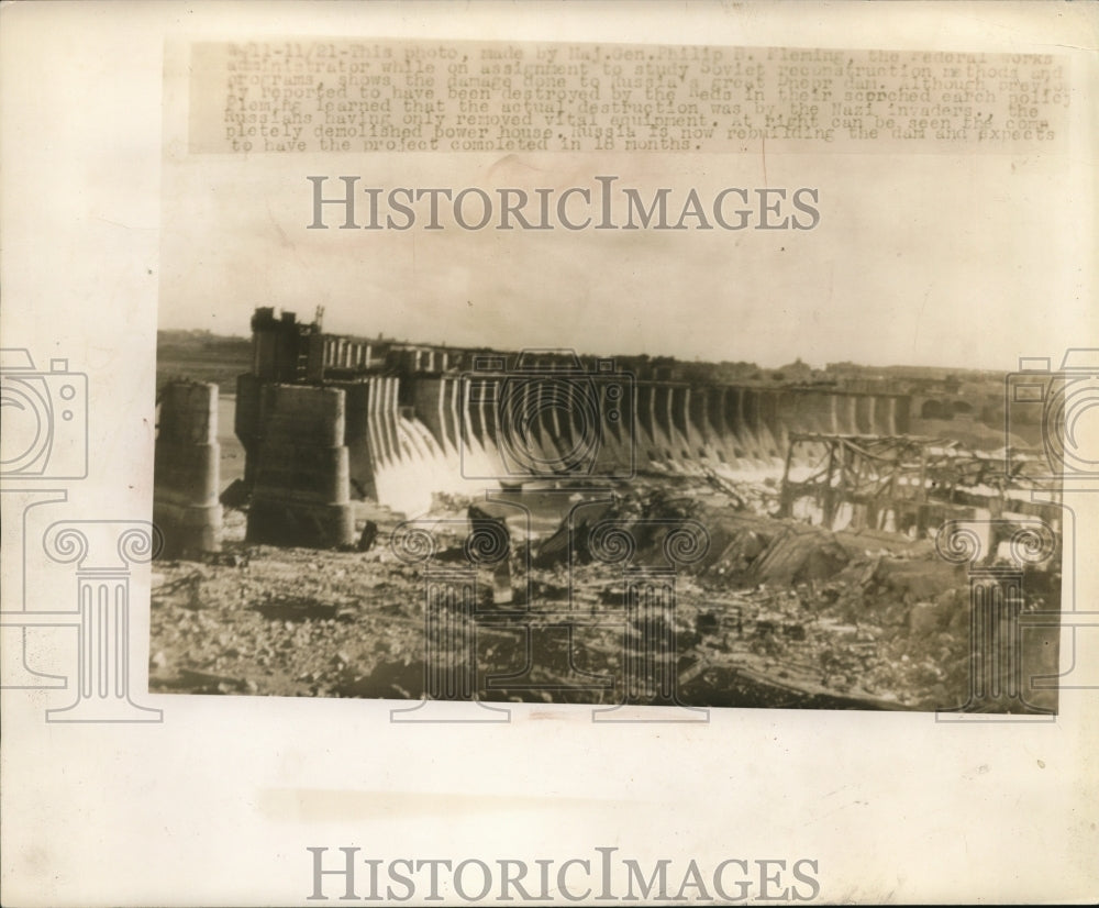 1944 Press Photo Drieprostroy Dam - nee13734
