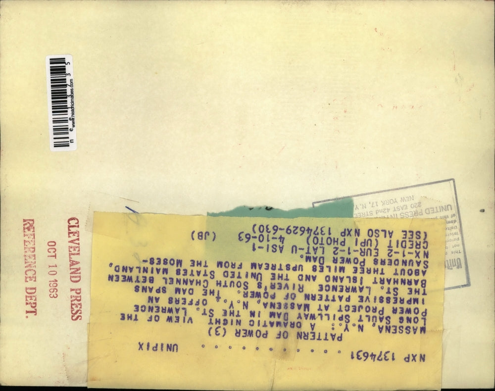 1963 Press Photo Massena, NY night view of Long Sault Spillway Dam - nee13735