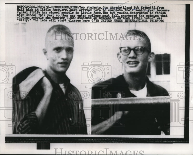 Load image into Gallery viewer, 1958 Press Photo Jon Ahrens &amp; Bob Keene Came from Little Rick To Minnesota
