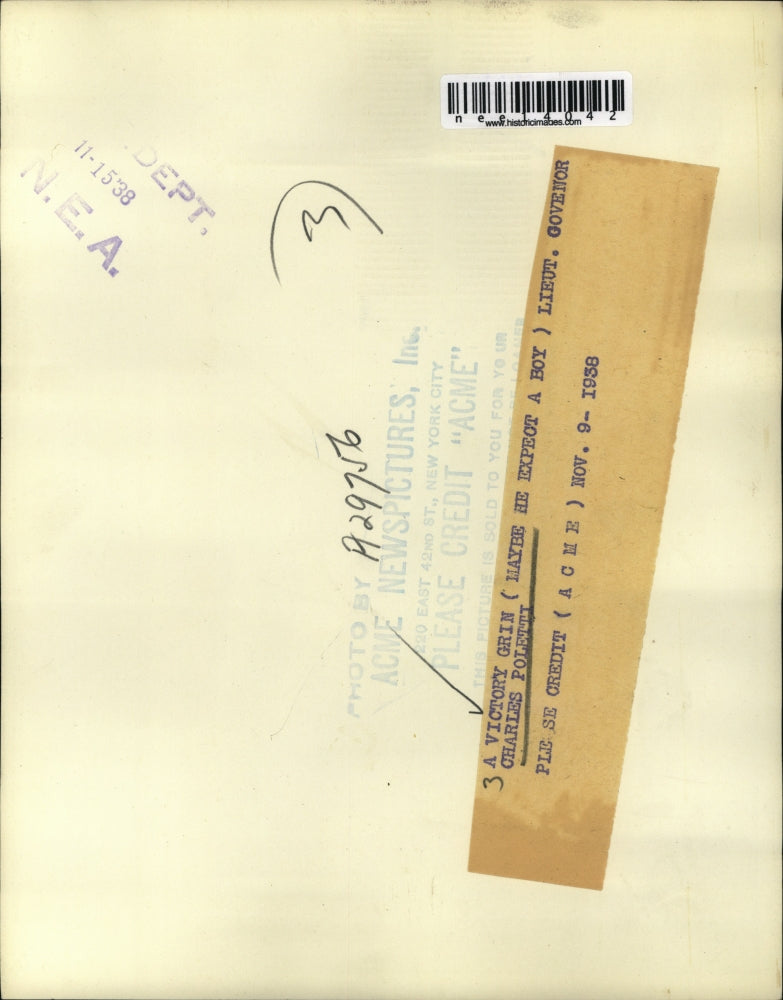 1938 Press Photo Charles Poletti victory grin - nee14042