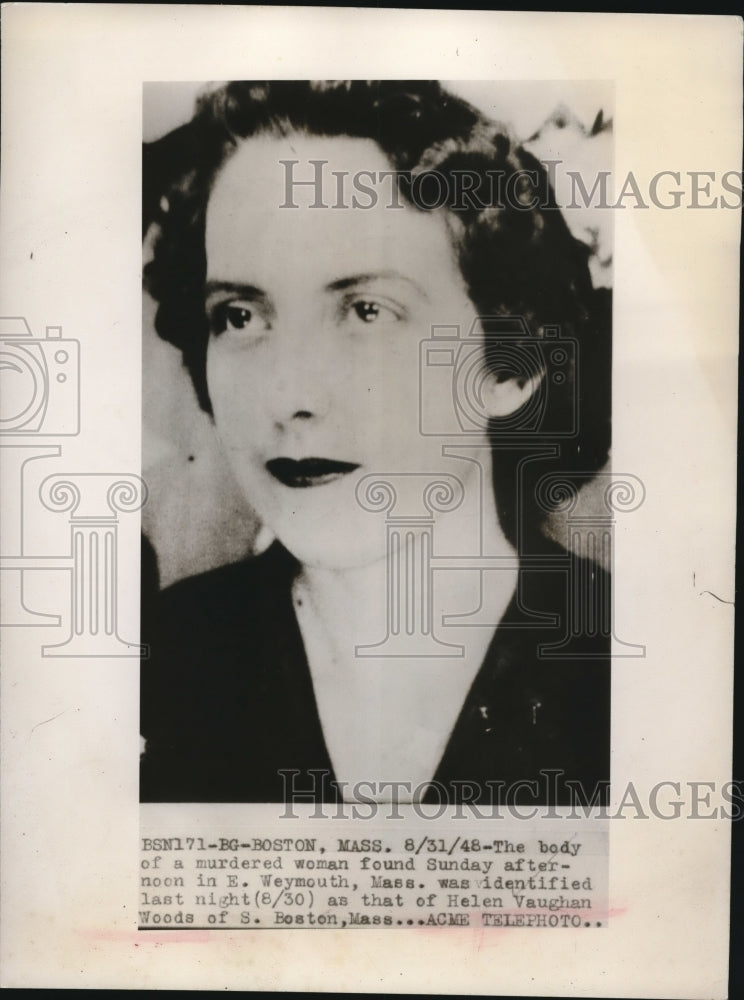 1948 Press Photo Boston Mass Helen Vaughn Woods murder victim - nee14071