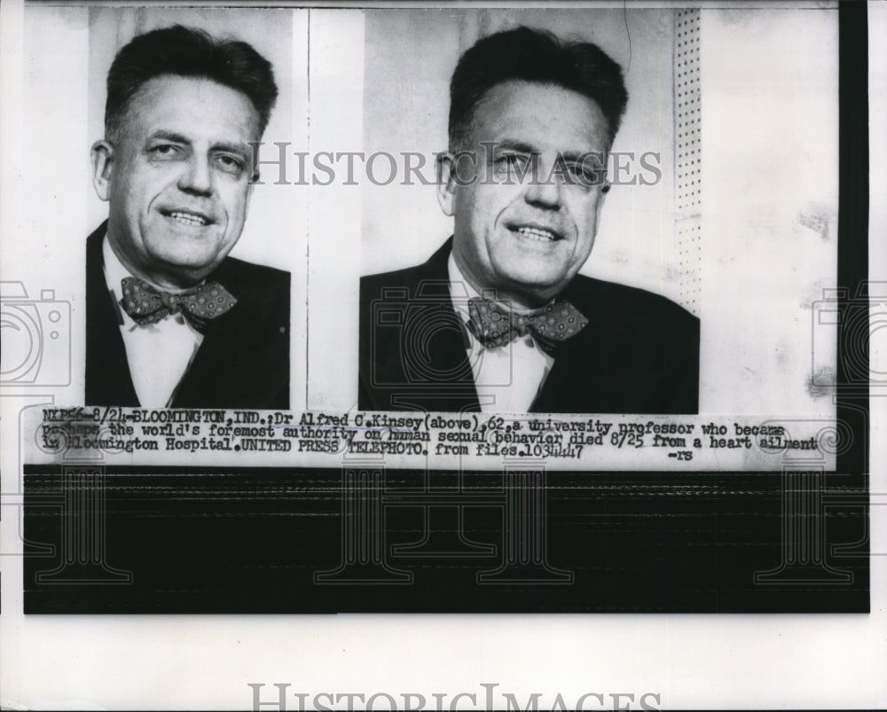 1956 Press Photo Professor Dr. Alfred C. Kinsey - nee14126