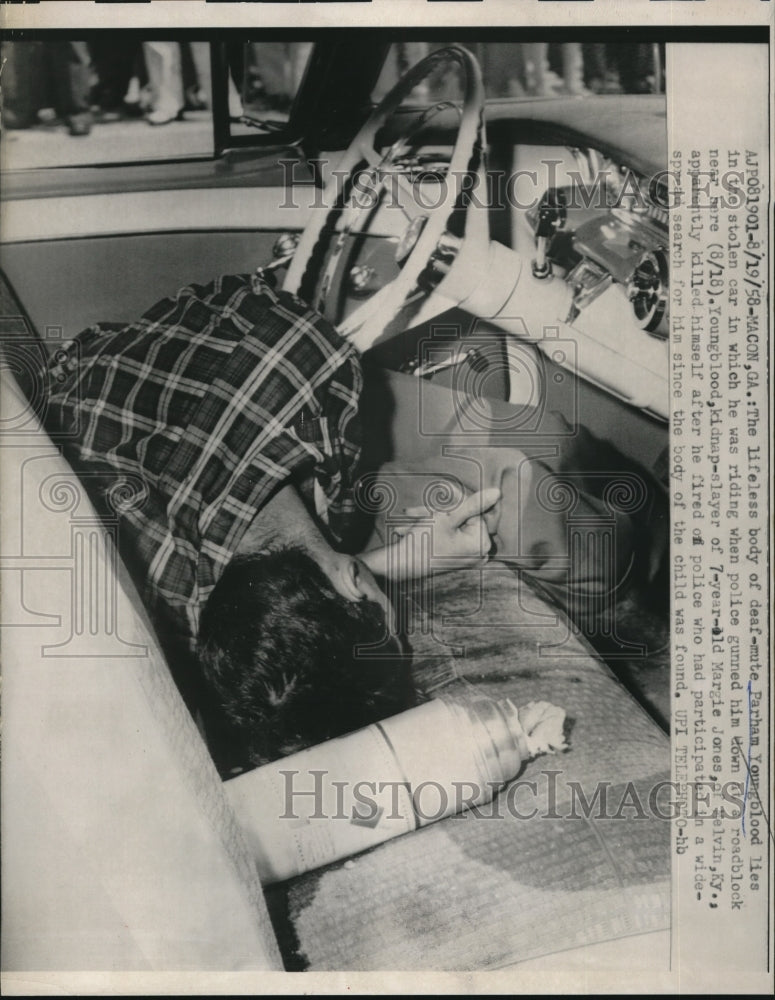 1958 Press Photo Deaf Parham Youngblood Shit Dead By Police In Stolen Car- Historic Images