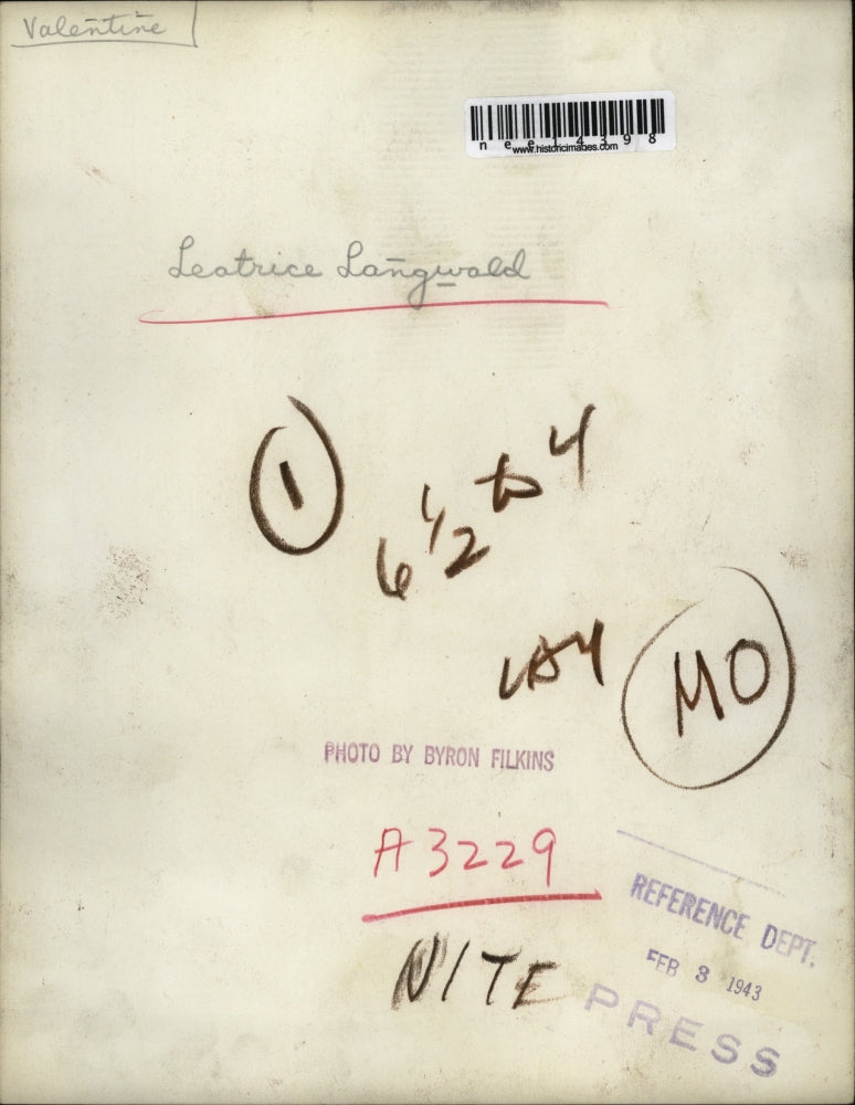 1943 Press Photo Leatrice Langwald & Valentines - nee14398