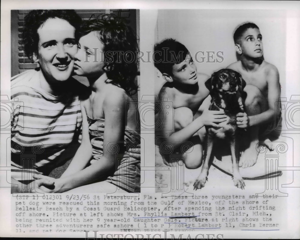1956 Press Photo Phyllis Lambert, Children Rescued by Florida Coast Guard