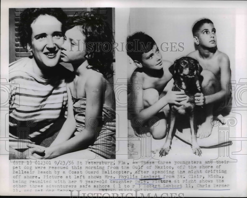 Load image into Gallery viewer, 1956 Press Photo Phyllis Lambert, Children Rescued by Florida Coast Guard
